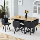 7-Piece space saving tableware set: melamine board table+PU cushioned chair, black powder coated iron frame for kitchen/dining room