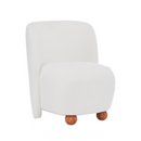 Modern Low Back Accent Chair, Upholstered Armless Living Room Chairs, Round Pine Wood Feet, for Small Living Spaces, Living Room, Bedroom, Balcony, Office, Reading Nook, White