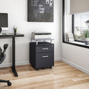 Rolling File Cabinet with Glass Top, Graphite