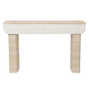 Modern Entryway Table with Two Hidden Handle Drawers, Beige+Yellow MDF Console Table for Entrance, Dining Room, Living Room, Hallway - 42.24' L