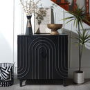 Modern Black Wood Storage Cabinet with Decorative Door, 30in Accent Sideboard for Living Room, Bedroom, or Entryway