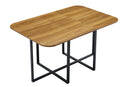 Modern Dual-Texture Table – MDF with Marble & Wood-Pattern Lacquer-Free Paper, Sturdy Black Metal Frame, 4-6 Seater Multi-Use Table for Kitchen/Dining Nook/Home Office