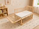 Solid Wood Baby Bassinets Wooden Bedside Bassinet Portable Extendable Mini Baby Crib 3 Adjustable Heights with Mattress for Newborns