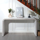 Washed white Console Table, 59in Entryway Table, Curved Waterfall-style Table,Console table with wood beads,Entrance Table for Entryway, Hallway, Living Room, Foyer, Corridor, Office