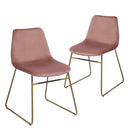 Set of 2 Elegant Velvet Dining Chairs – Gold Powder Coating