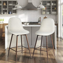 26In Set of 2 Modern Fabric Counter Stool with Walnut Metal Legs – Beige