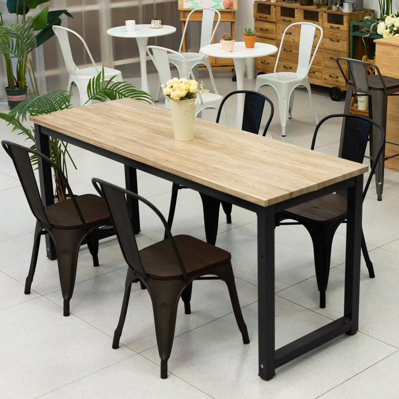 Set of 2 & 4 Industrial Style Metal Dining Chair with Wooden Seat