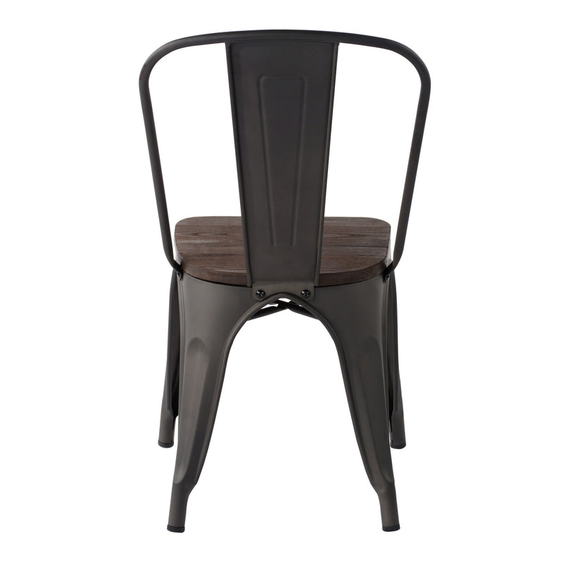 Set of 2 & 4 Industrial Style Metal Dining Chair with Wooden Seat