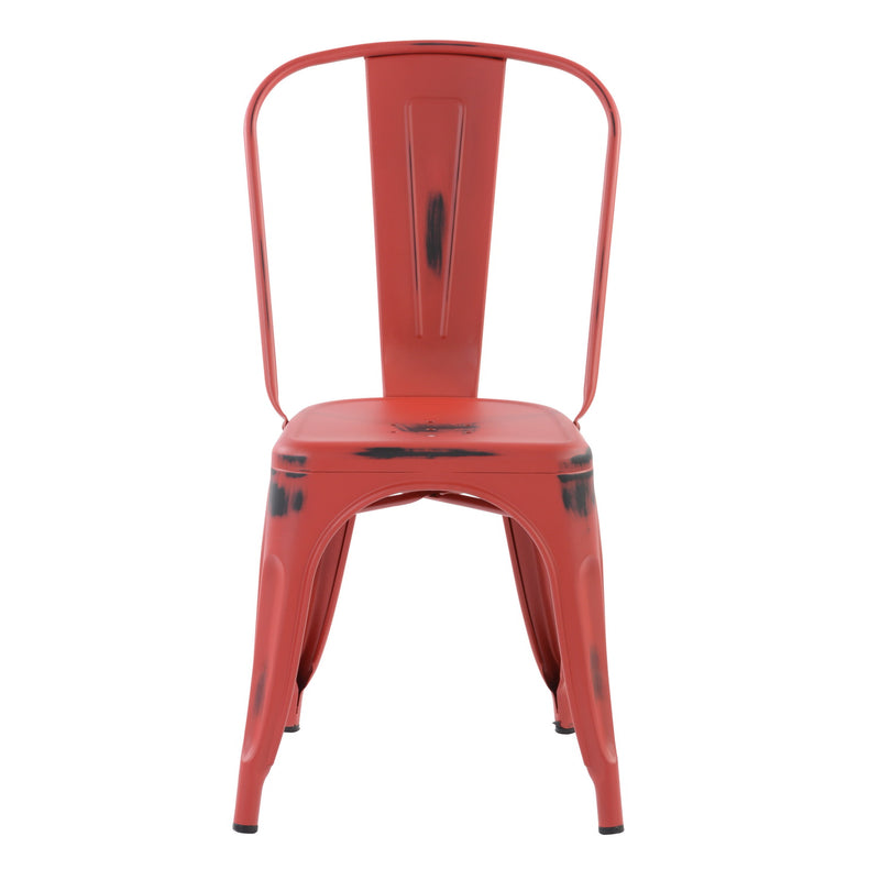 Vintage-Style Metal Dining Chair - Red