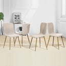 Modern Fabric Dining Chair - Upholstered Seat with Golden Powder-Coated Legs (Set of 4)