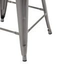 24In Set of 2 Rustic Industrial Metal Barstools with Wood Seats