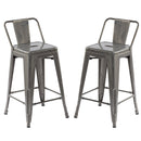 Vustu 24" Silver Metal Bar Stool – Stylish, Durable & Modern Set of 2