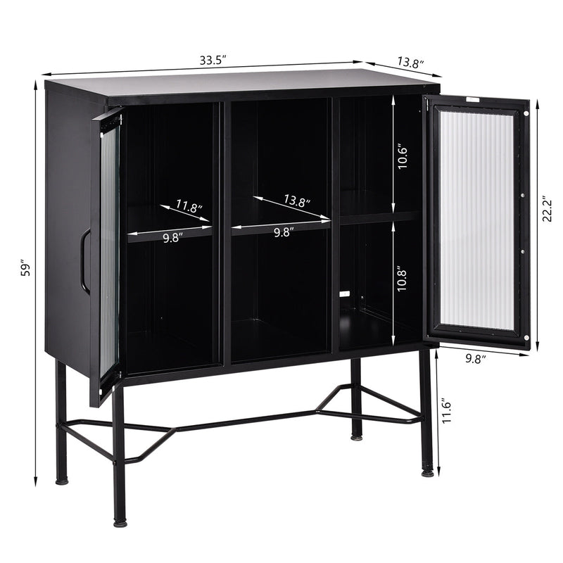 FurnitureR 33.46"" Wide Storage Shelf Black