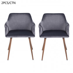 Set of 2 comfortable grey dining chairs with armrests - ALDRIDGE GREY