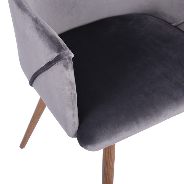 Set of 2 comfortable grey dining chairs with armrests - ALDRIDGE GREY