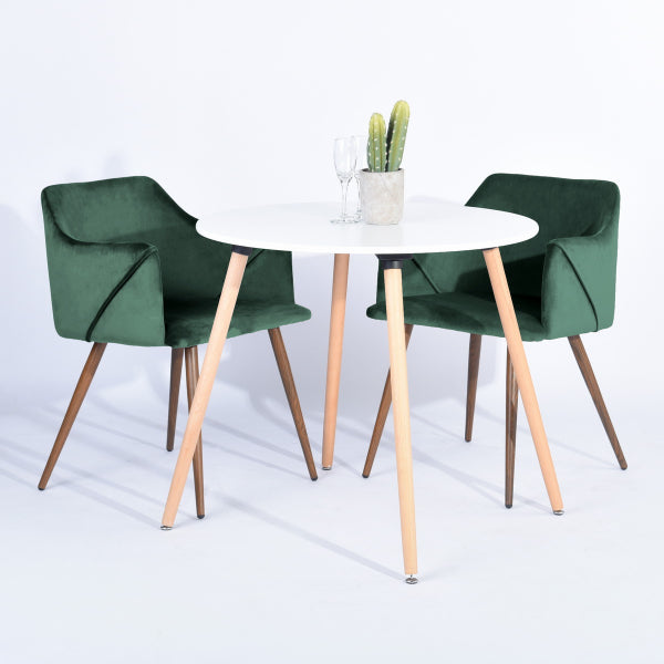 Set of 2 comfortable fir green dining chairs with armrests - ALDRIDGE
