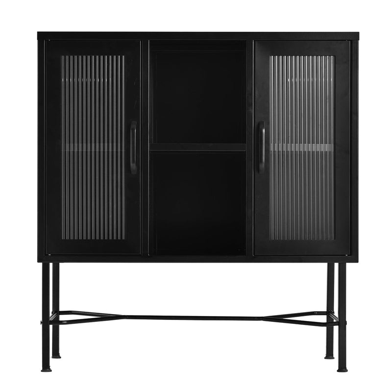 FurnitureR 33.46"" Wide Storage Shelf Black