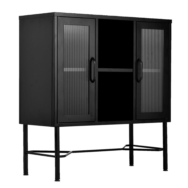 FurnitureR 33.46"" Wide Storage Shelf Black