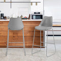 28" Counter Bar Stools Set of 2 with Back and Footrest, Faux leather Upholstered, Gray