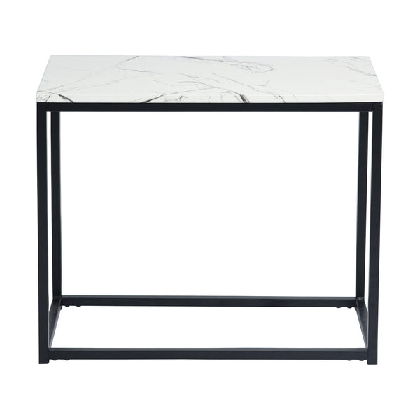 Living room console with white marble effect and metal structure - ADRIA SHELF