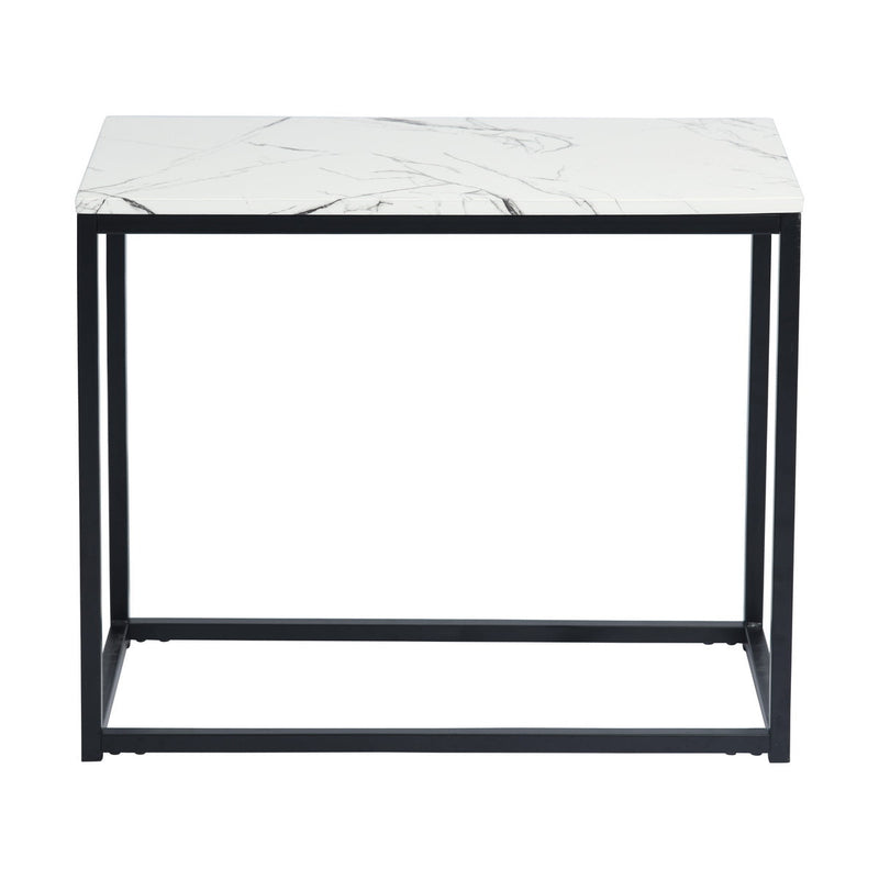 Living room console with white marble effect and metal structure - ADRIA SHELF