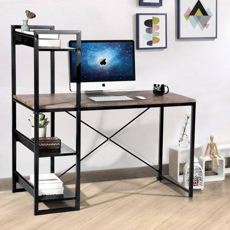 ALASKA Writing Desk with 3 Shelves Home Office Desk 47.2 In