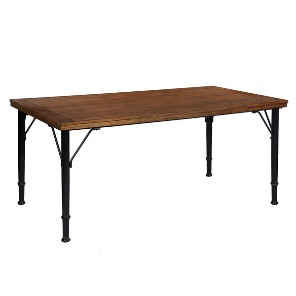 Classic style dining table for 6 people, wood effect and black - AMANDA