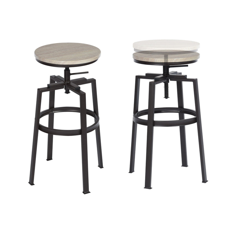 AMAT Modern Industrial Swivel Adjustable Stool (Set of 2)-HomyCasa