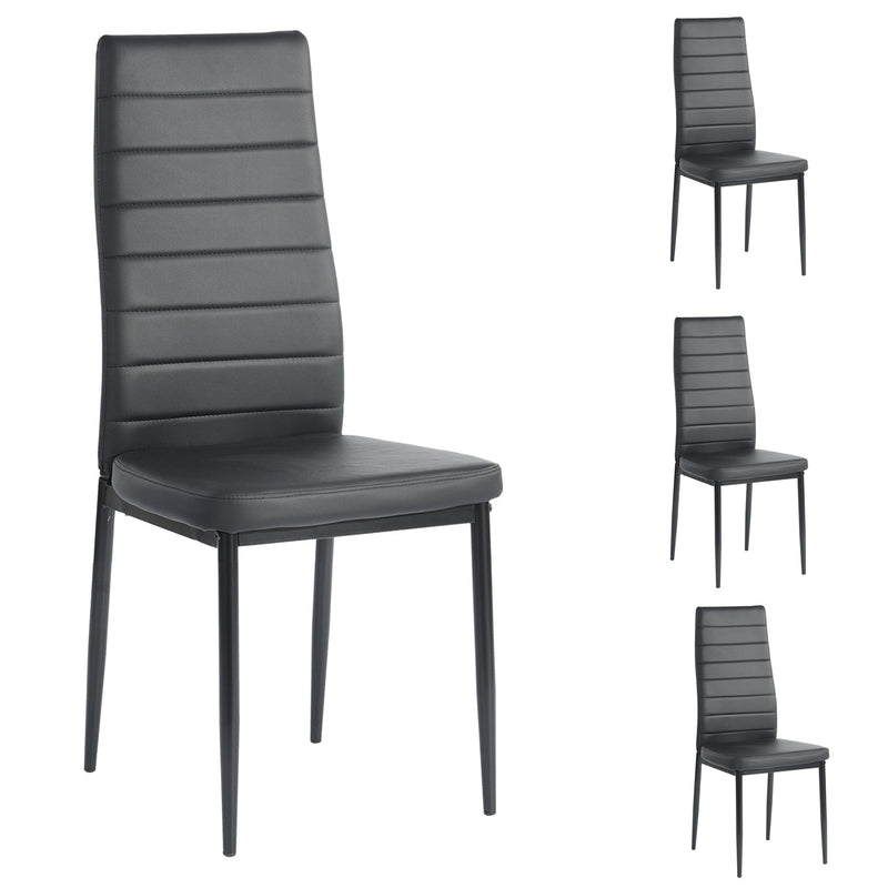Set of 4 modern black dining chairs with comfortable high back - ANN