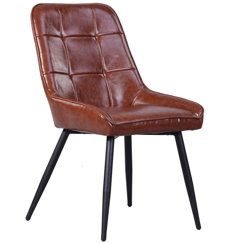 Upholstered Side Chair Black Leg (Set of 2) Brown
