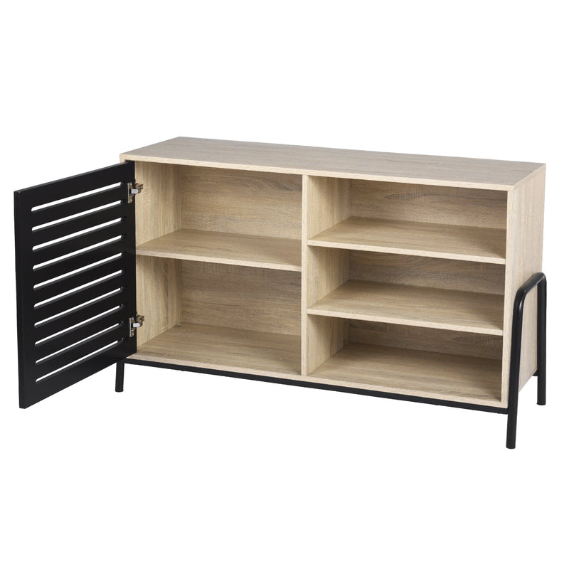 Black and light wood storage chest for living room - AURORA
