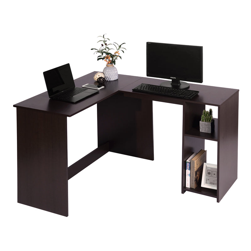 BABETTE L-Shaped Wooden Desk with Shelves 47.2 in