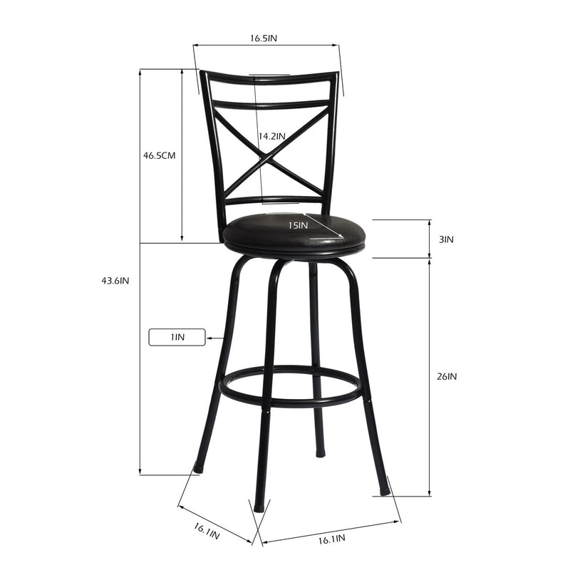 BAILAN 2-Piece Swivel Adjustable Height Counter & Bar Stool