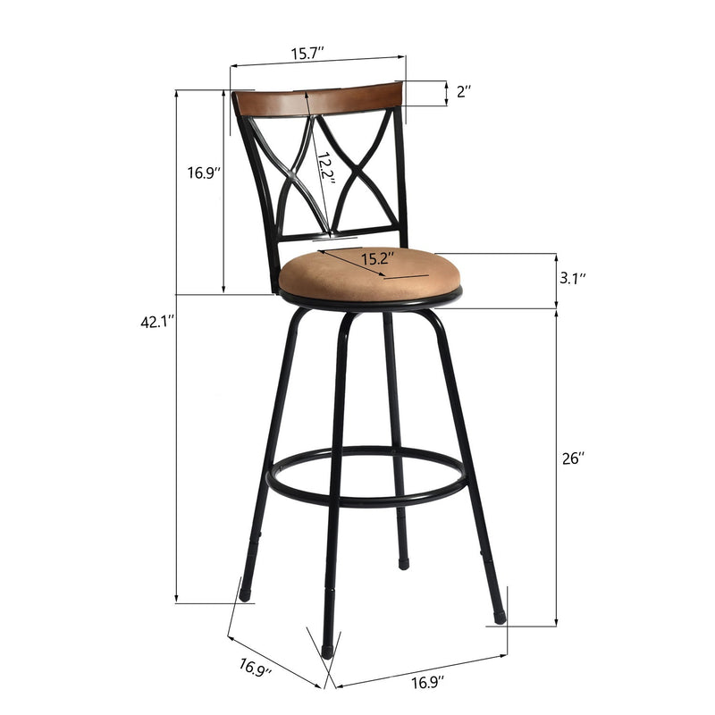 CALAMUS 2-Piece Swivel Adjustable Height Counter & Bar Stool
