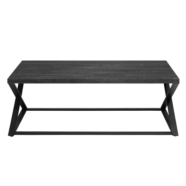 Modern coffee table with black wood effect and black metal frame - CARVALHO