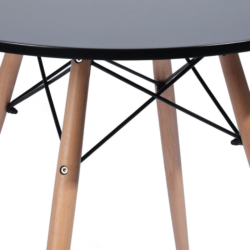 Modern round dining table for two in black with light wood effect - CHAD BLACK