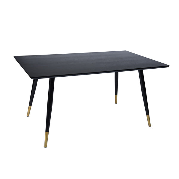 Mid-Century Modern Square Dining Table Rectangular 6-Seat Black