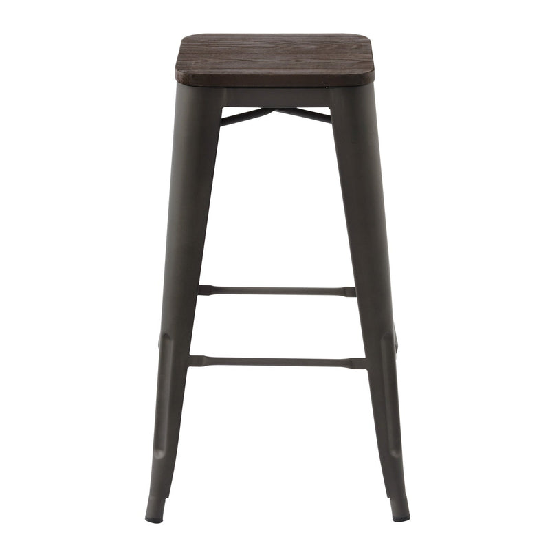 ZOLNES 29 Inch Metal Counter Height Stools with Solid Wood Seat