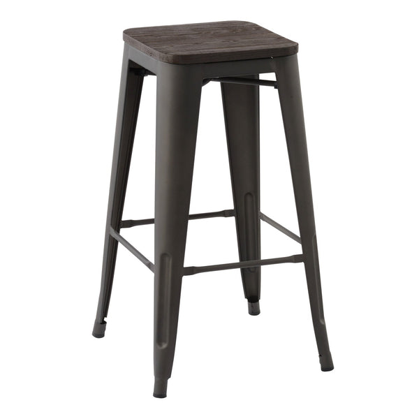 ZOLNES 29 Inch Metal Counter Height Stools with Solid Wood Seat