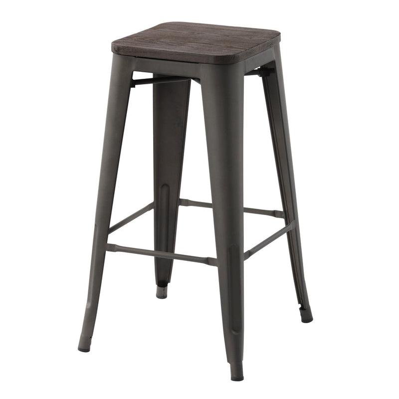 ZOLNES 29 Inch Metal Counter Height Stools with Solid Wood Seat