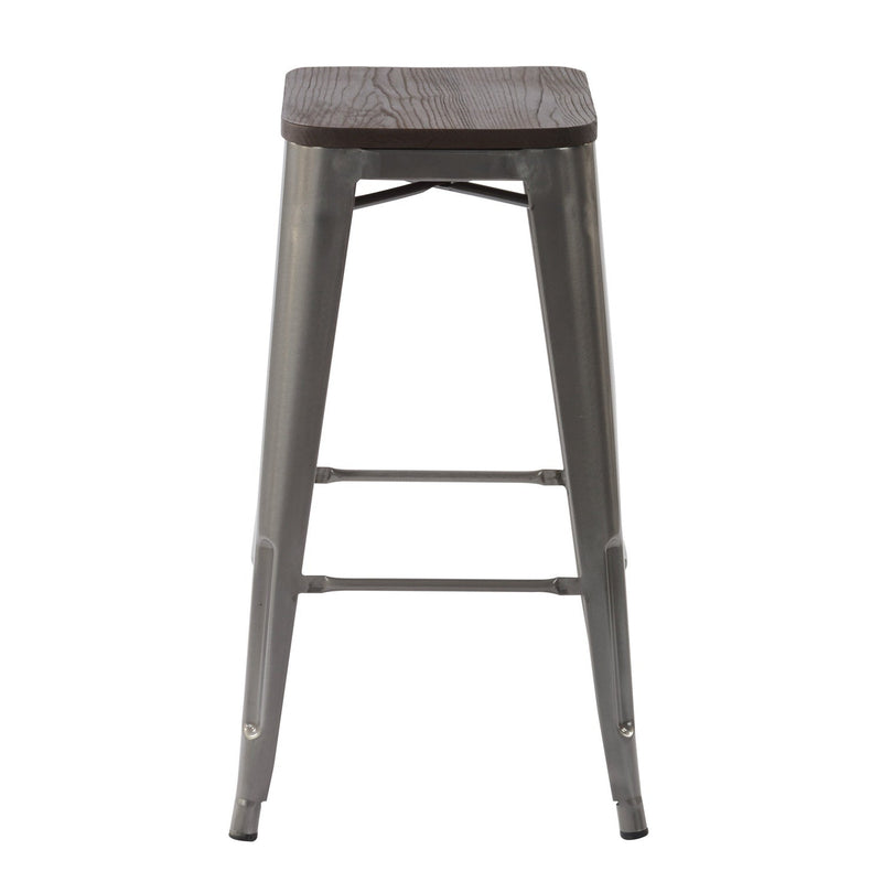 ZOLNES 29 Inch Metal Counter Height Stools with Solid Wood Seat