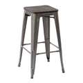 ZOLNES 29 Inch Metal Counter Height Stools with Solid Wood Seat