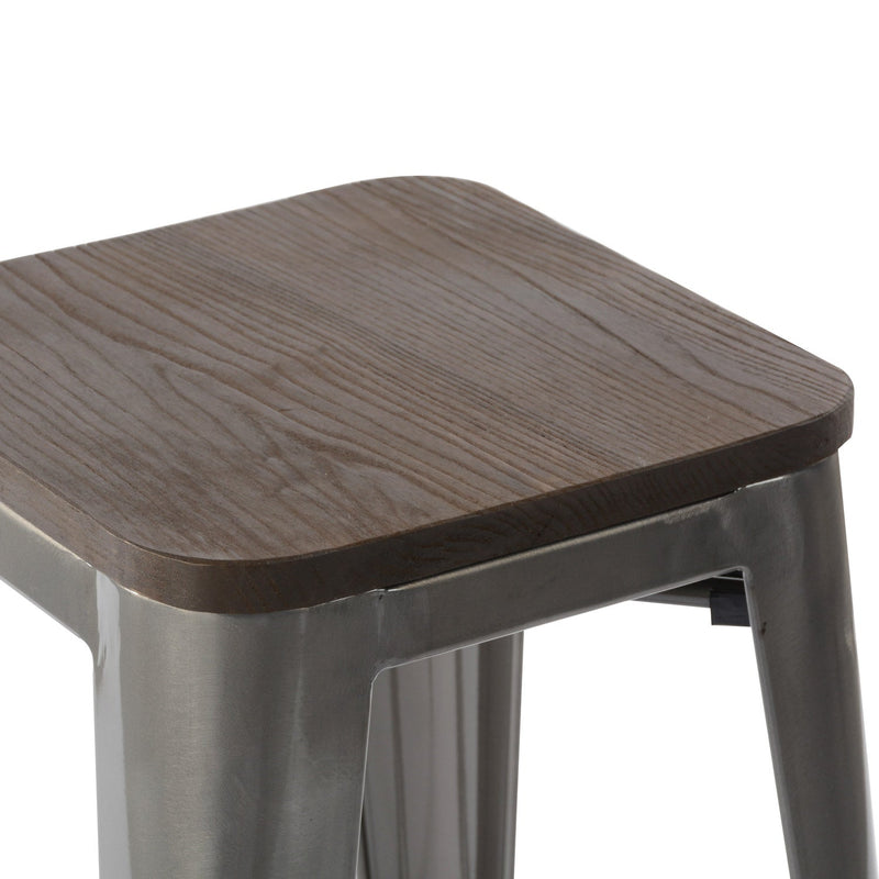 ZOLNES 29 Inch Metal Counter Height Stools with Solid Wood Seat