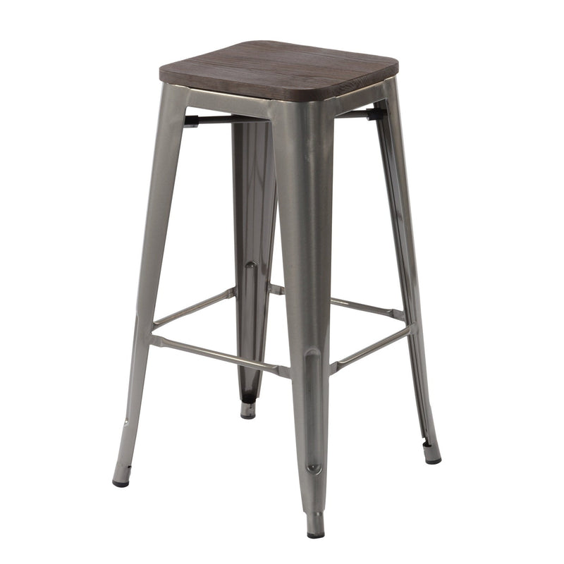 ZOLNES 29 Inch Metal Counter Height Stools with Solid Wood Seat