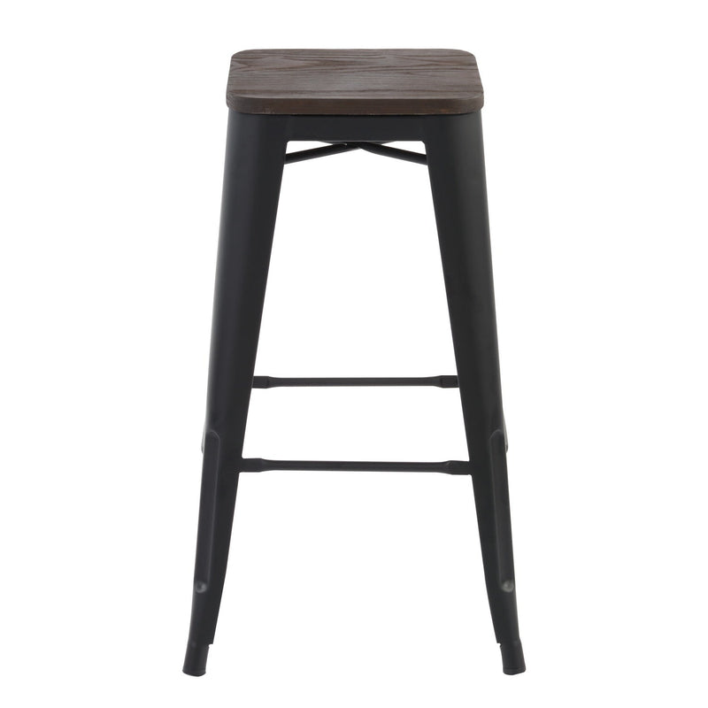 ZOLNES 29 Inch Metal Counter Height Stools with Solid Wood Seat