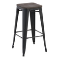 ZOLNES 29 Inch Metal Counter Height Stools with Solid Wood Seat