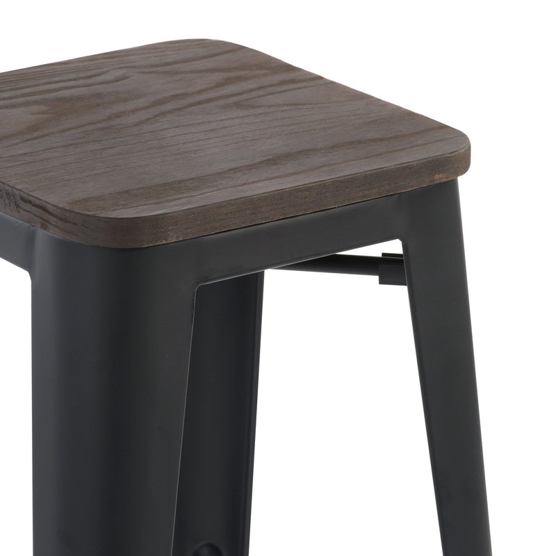 ZOLNES 29 Inch Metal Counter Height Stools with Solid Wood Seat