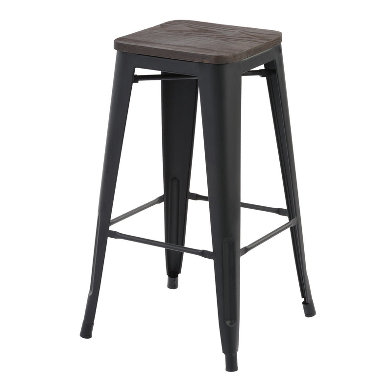 ZOLNES 29 Inch Metal Counter Height Stools with Solid Wood Seat