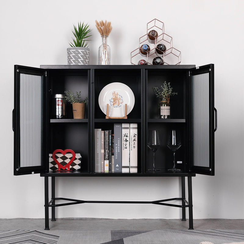 FurnitureR 33.46"" Wide Storage Shelf Black