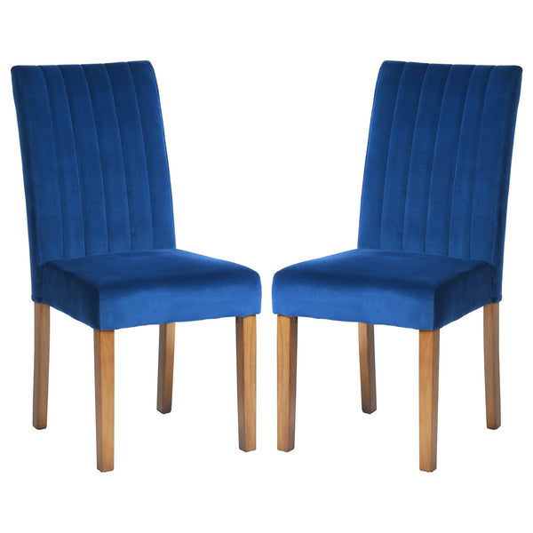 Dining Chair with Channel Tufted Velvet Upholstered-Set of 2,bule